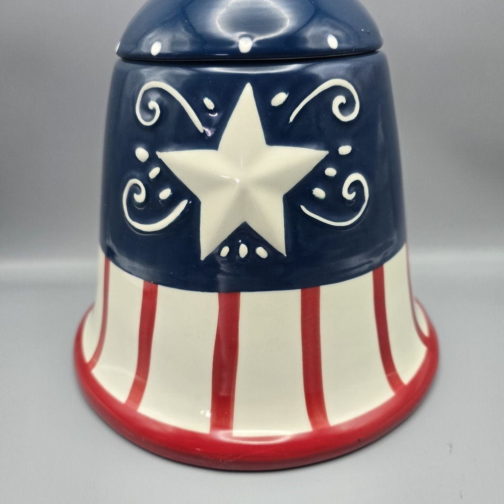 Johanna‎ Parker Carnival Cottage Mr Liberty Bell Cookie Jar Patriotic Canister - Picture 4 of 16
